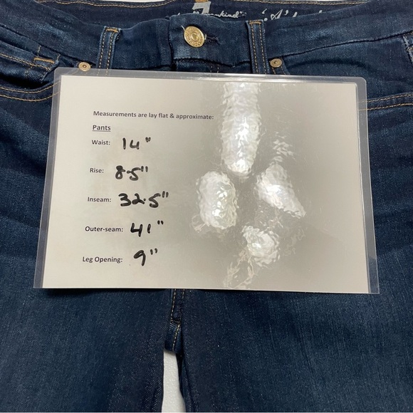 7 For All Mankind Women’s Flare Jeans Size 28 Dark Wash Embroidered Pockets - Picture 13 of 15